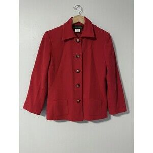 Harve Benard by Benard Holtzman Red Wool Cashmere Blazer Nylon Lined‎ Size 10